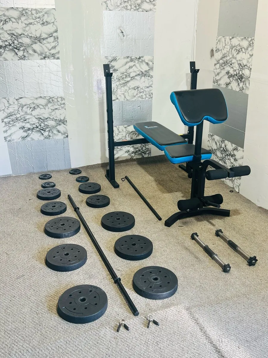 ADJUSTABLE BENCH 50 JG WEIGHT BARBELL DUMBBELLS - Image 1