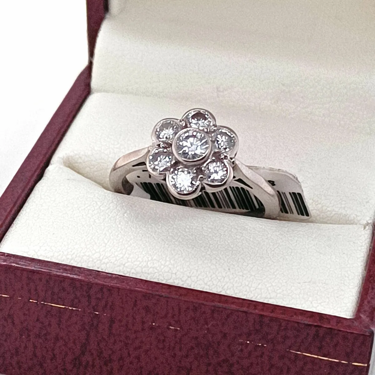 Antique Edwardian Diamond Cluster, Platinum Ring - Image 4