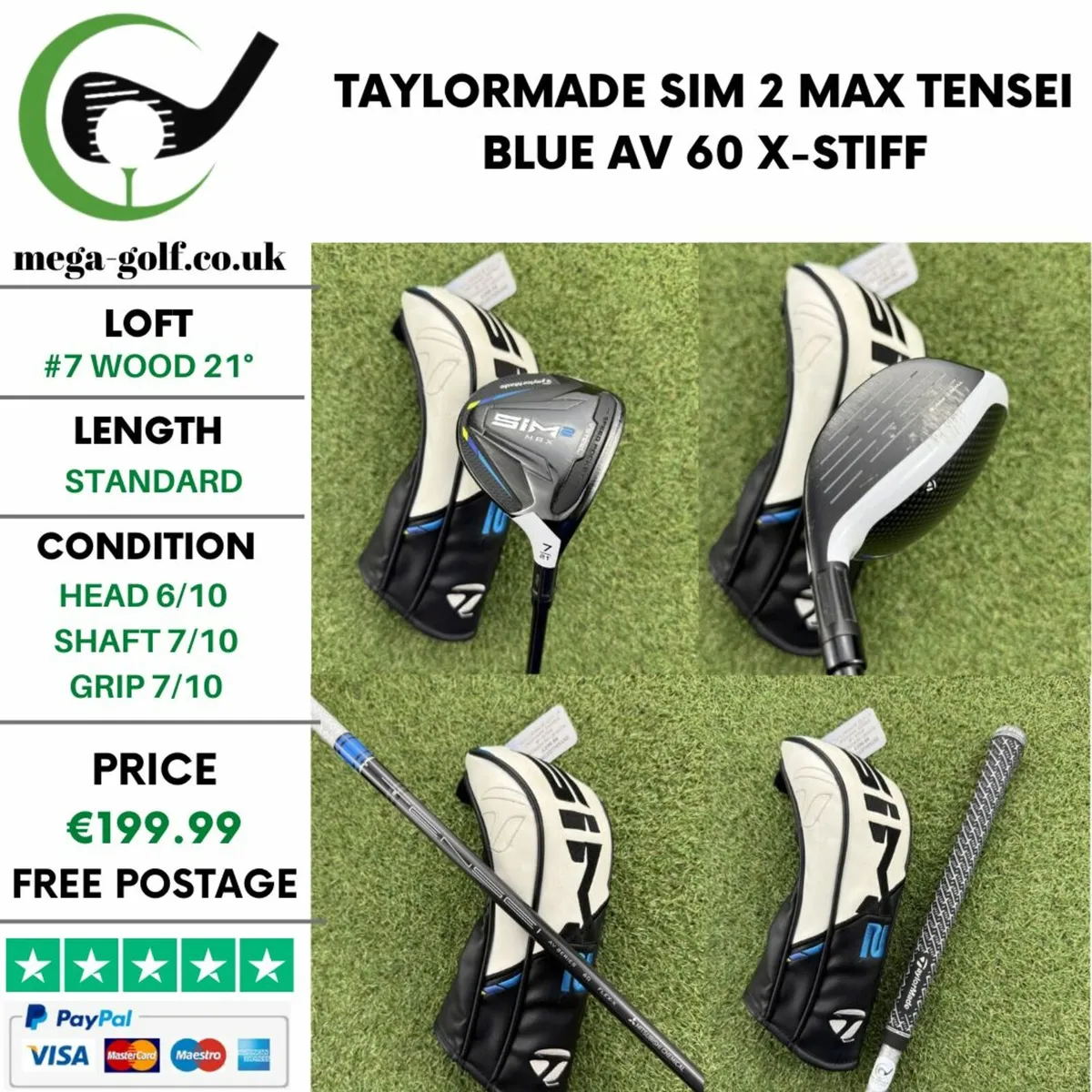 TAYLORMADE SIM 2 MAX #7 WOOD 21° / X-STIFF - Image 1
