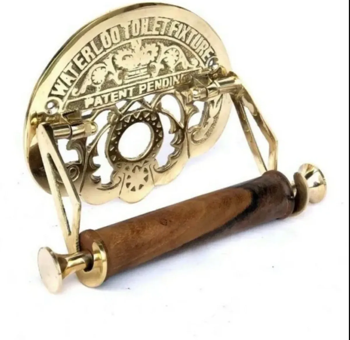 Solid Brass Vintage Style Toilet Roll Holder NEW - Image 1