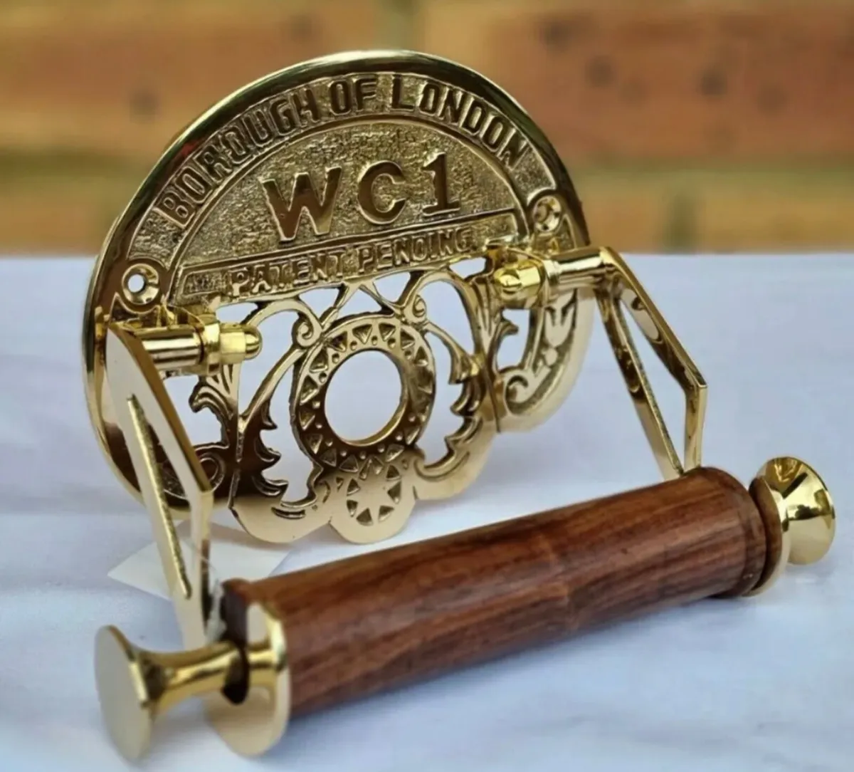 Solid Brass Vintage Style Toilet Roll Holder NEW - Image 4