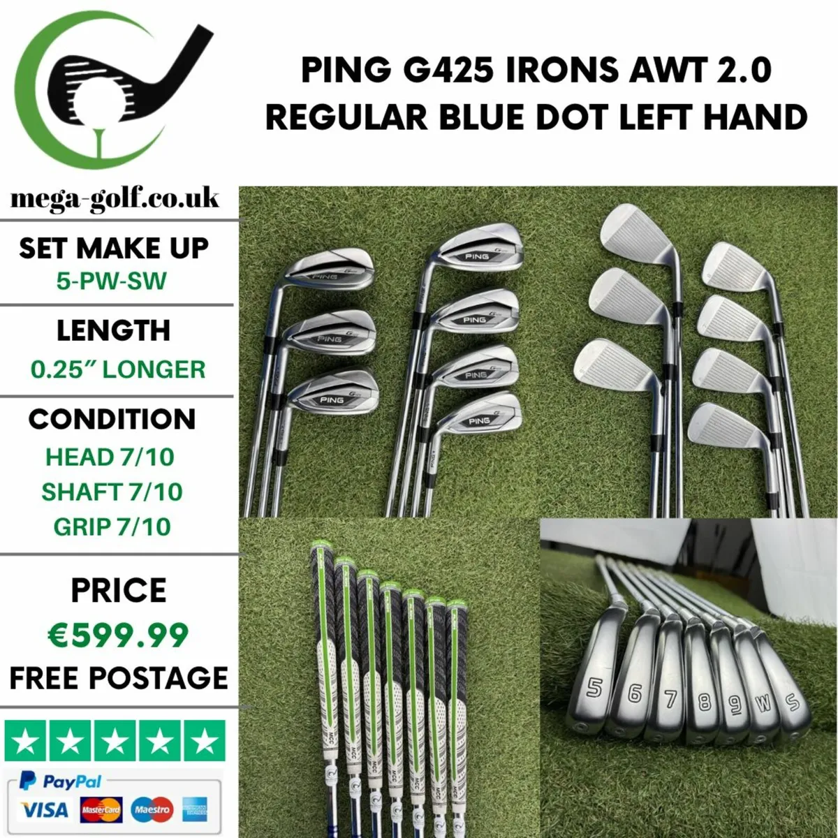 PING G425 IRONS / 5-PW-SW / AWT 2.0 REGULAR - Image 1