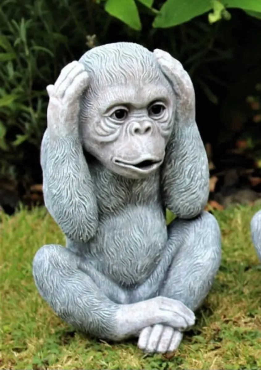 3 Three Wise Monkeys Garden Ornaments 9.5” high - Image 4