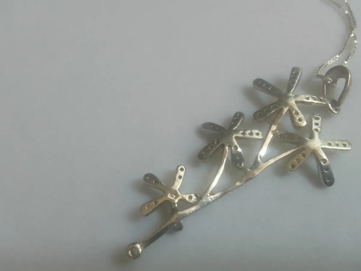 STG SILVER &TOPAZ  VINTAGE FLORAL PENDANT - Image 2