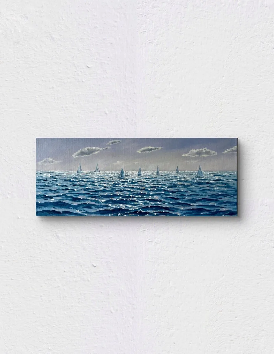 ORIGINAL OIL PAINTING SEA SAILING BOATS Wall Art - Image 1