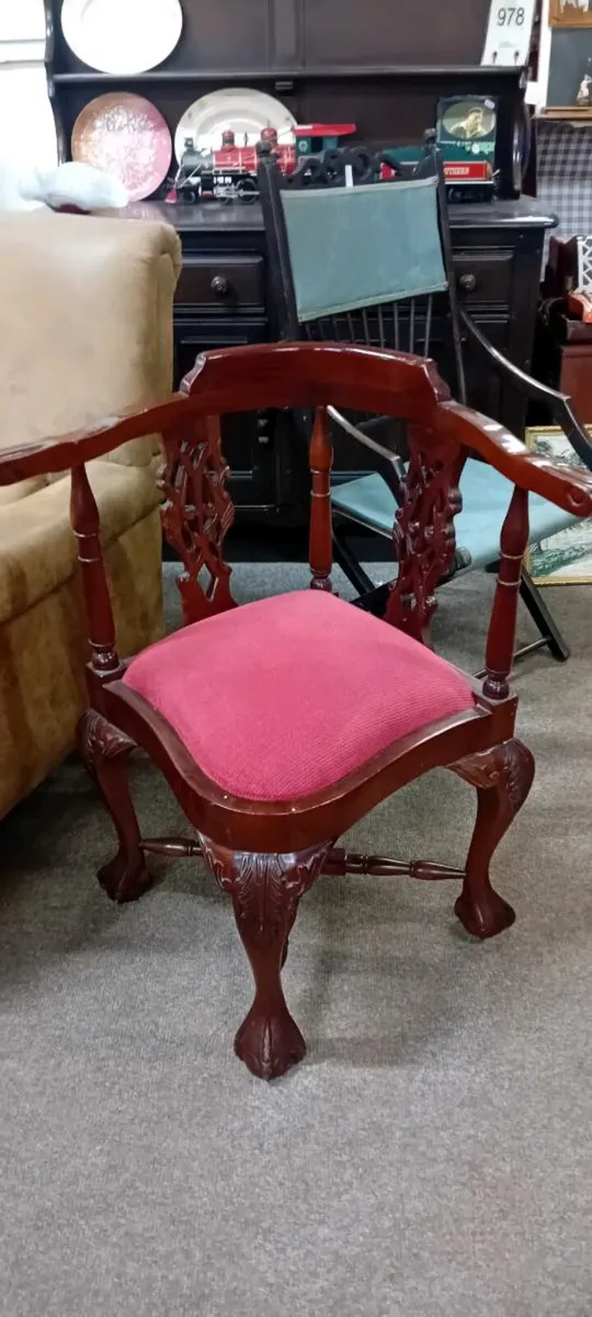 Decorative Mahogany Corner Chairs - Image 2