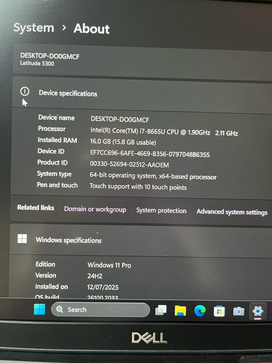 Dell laptop i7 processor Touchscreen - Image 2