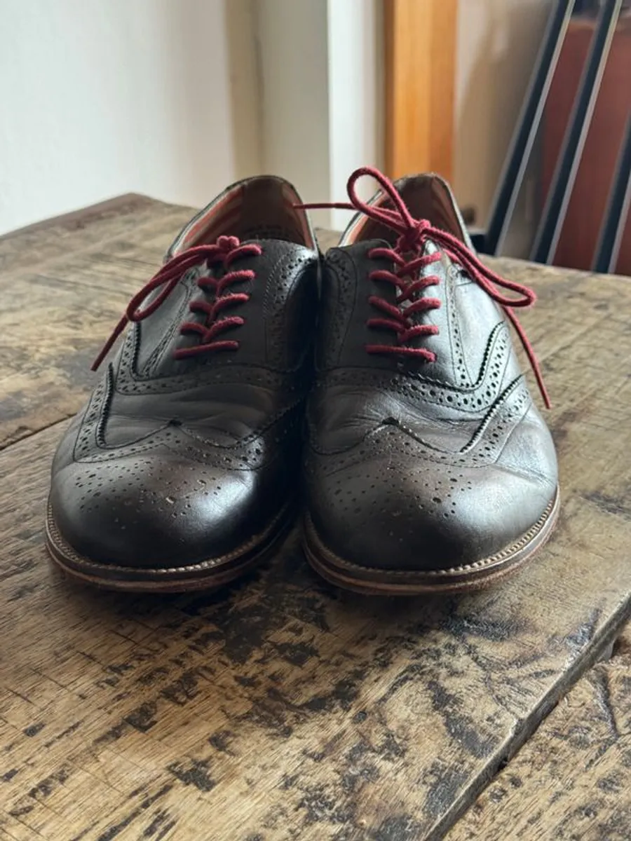 J.Shoes Mens Charlie Navy Leather Brogue Oxford Dress Shoes - Image 4
