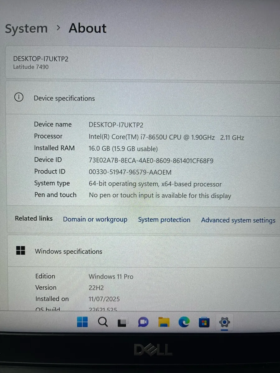 Dell laptop i7 16-256 win 11 pro - Image 2