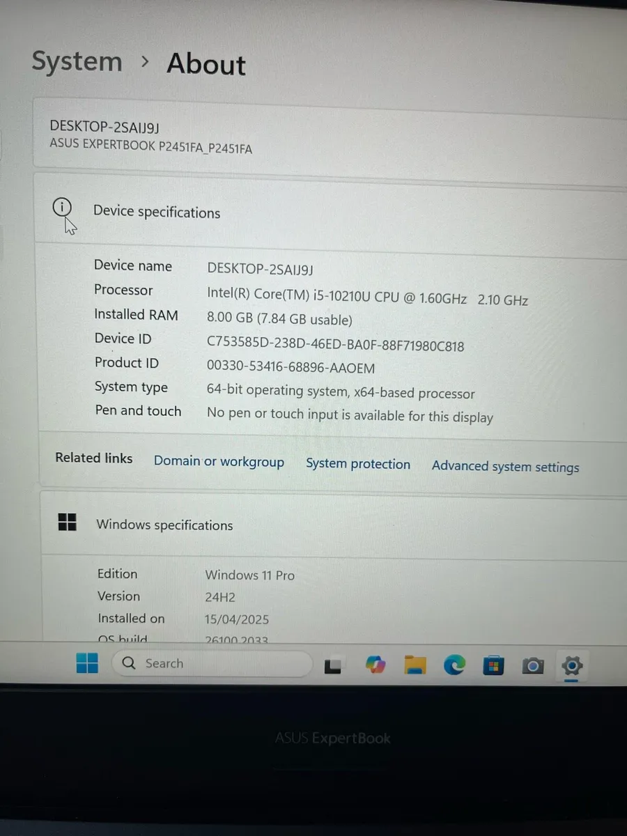 Asus laptop i5 8gb 512 ssd win 11 - Image 2