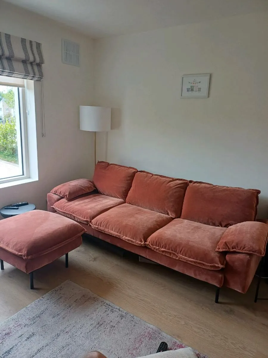 Retro Sofa & Footstool - Image 1