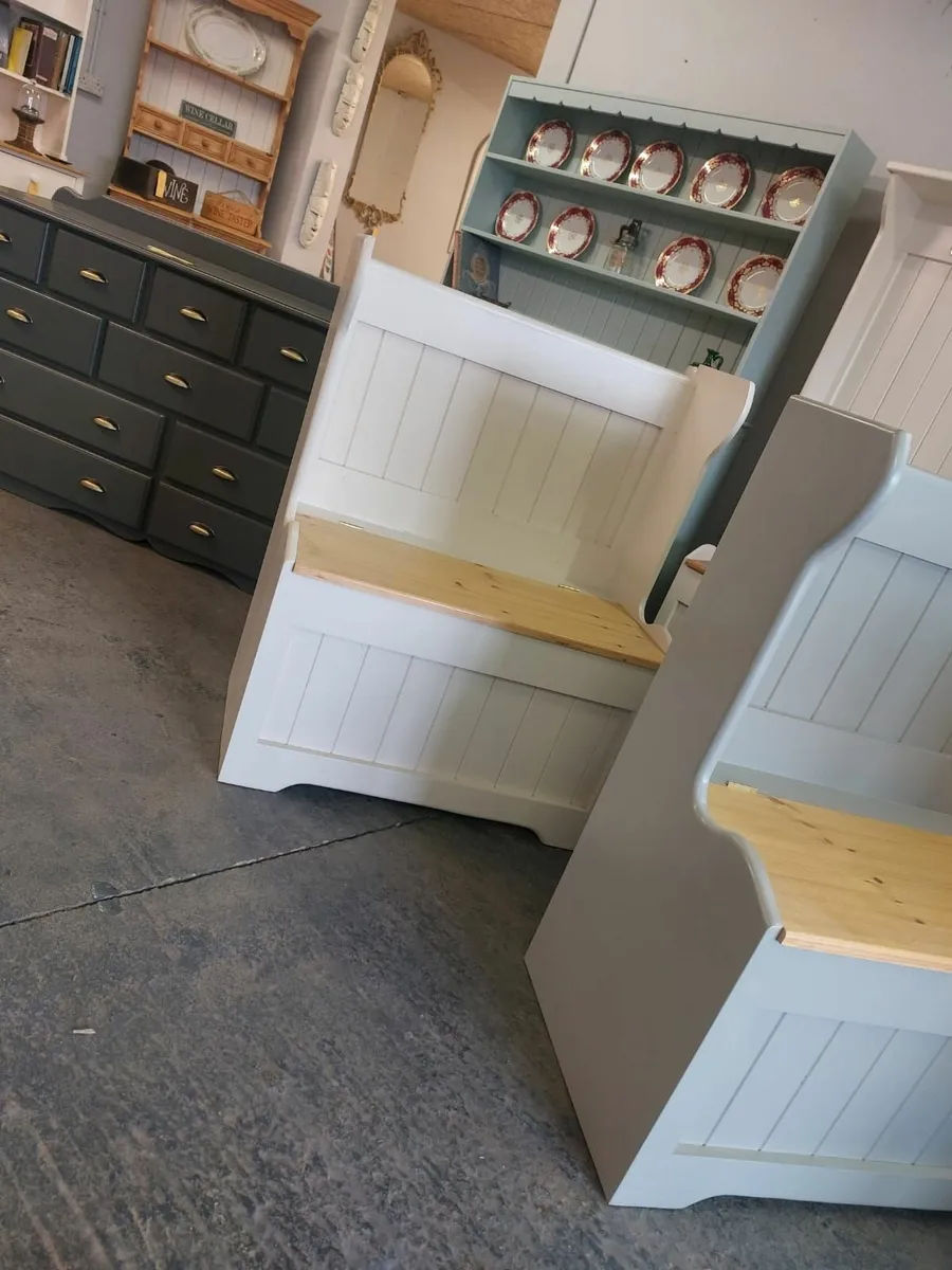 Hall Storage benches, pine workshop - Image 4
