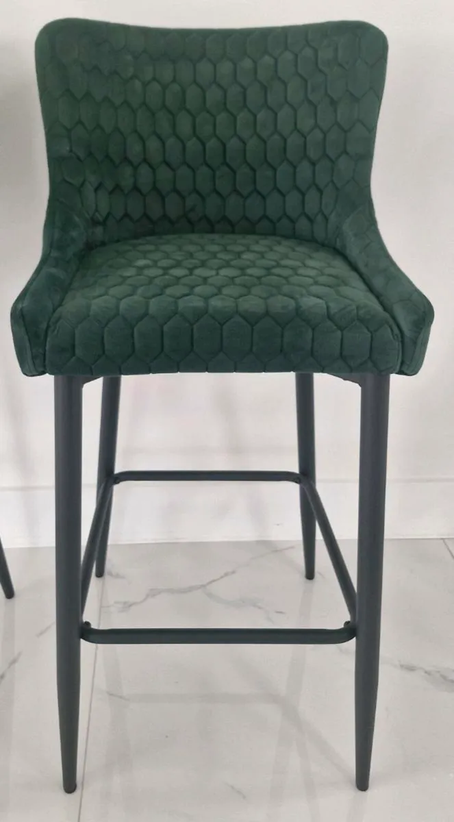 Ottawa Bar Stools, Green Velvet - Image 3
