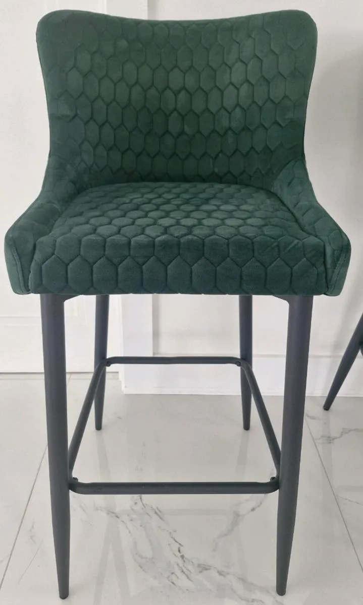 Ottawa Bar Stools, Green Velvet - Image 4