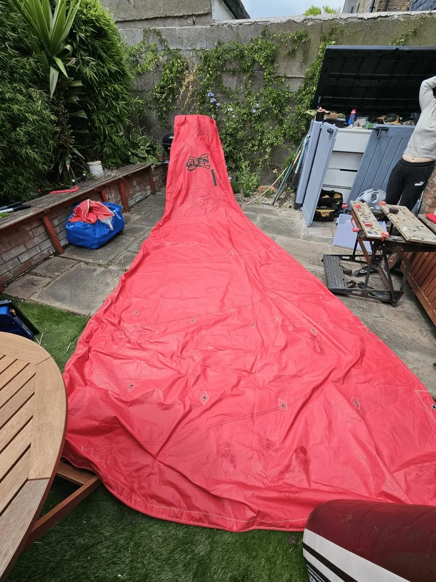Red Mainsail & Hank-On Jib – Small Keelboat or One - Image 2