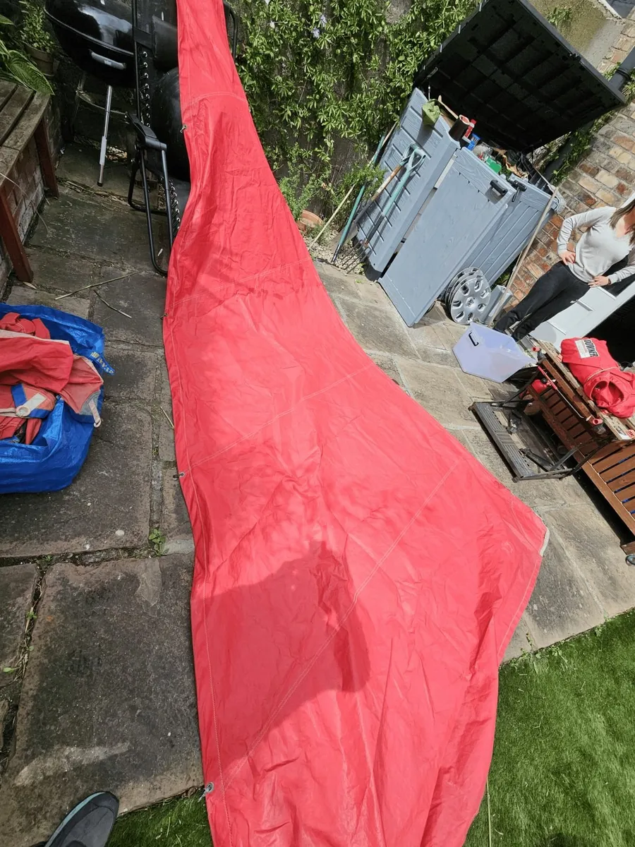 Red Mainsail & Hank-On Jib – Small Keelboat or One - Image 3
