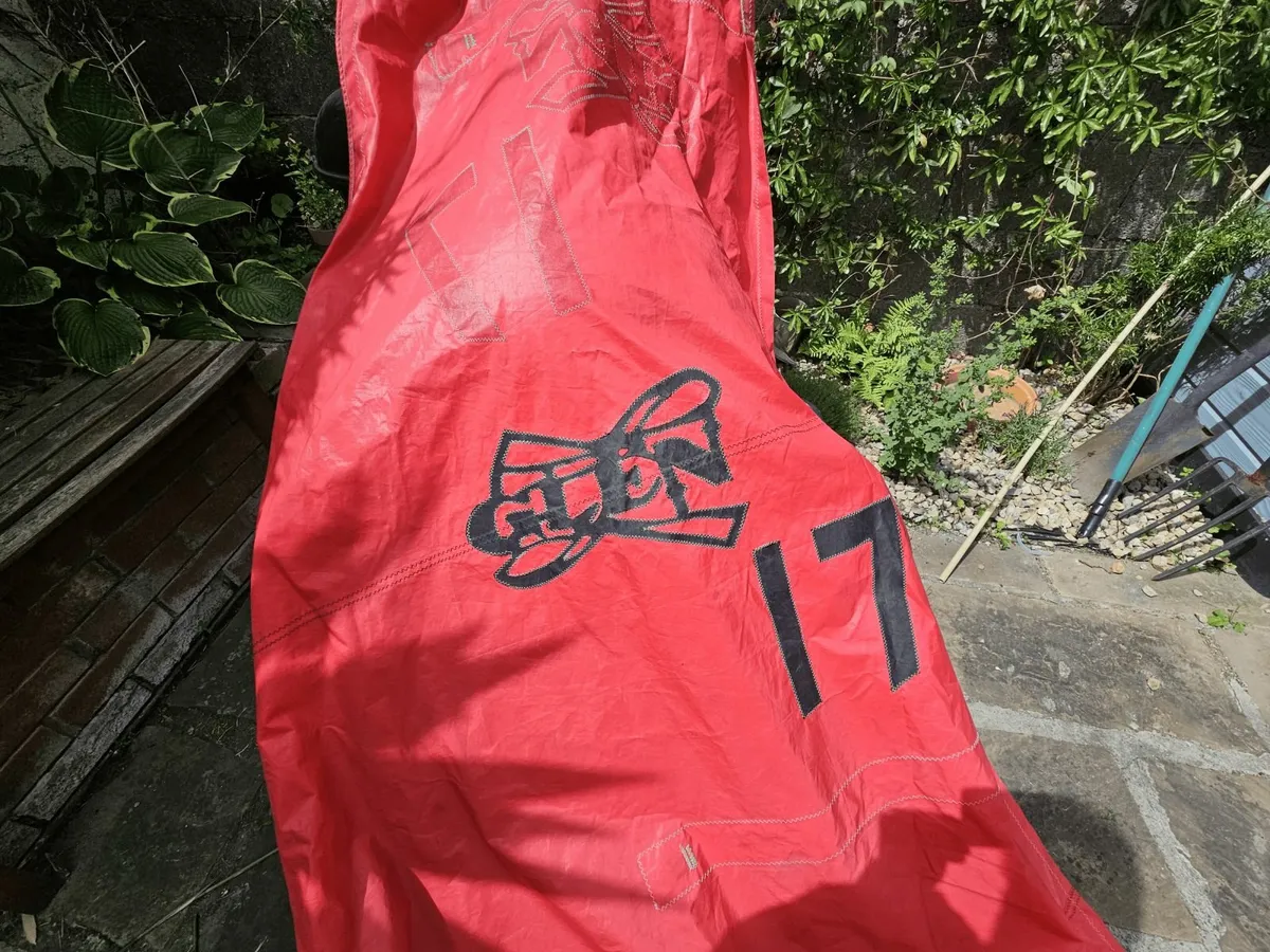 Red Mainsail & Hank-On Jib – Small Keelboat or One - Image 1