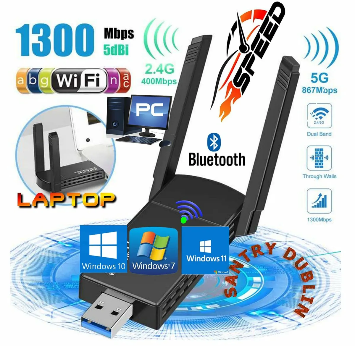 USB Wifi Bluetooth Adapter Fast Internet Connectio