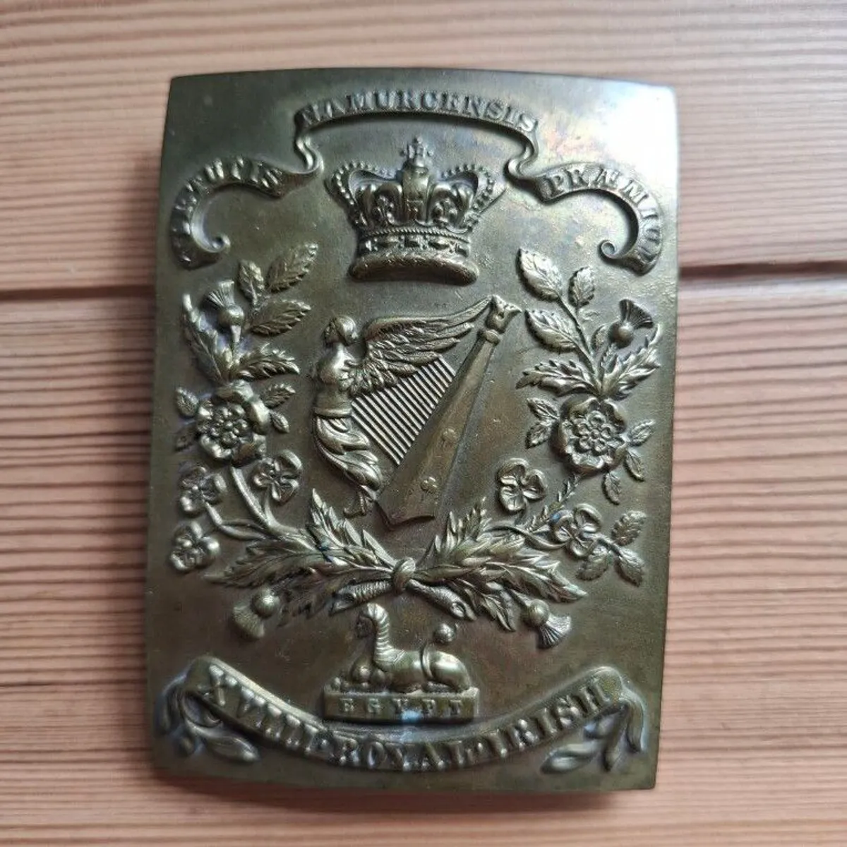 18th Royal Irish Regiment. Brass shoulder plate. - Image 1