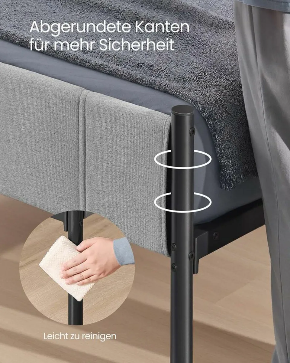 Sturdy Single  Bed Frame with Foam Headb - Image 3