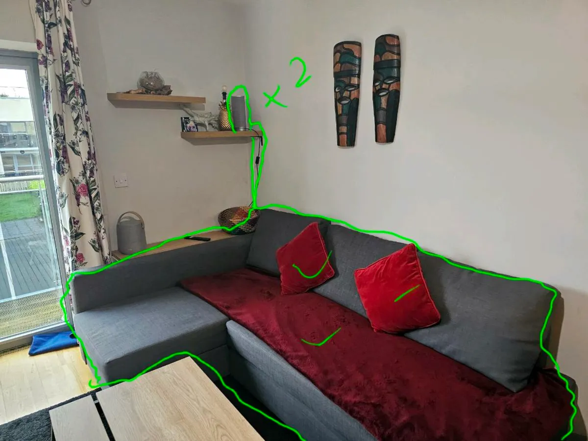 Spacious Sleeper couch with custom side cabinet - Image 3