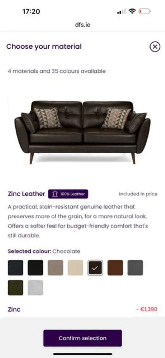 Leather Sofa (French Connection) 3 seater - Image 3