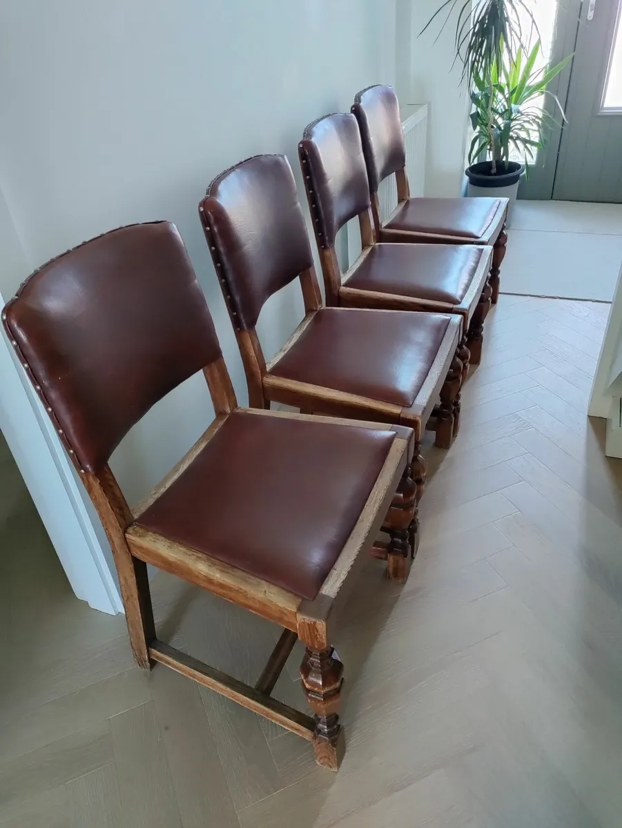 Antique 1920s oak dining chairs - Image 1
