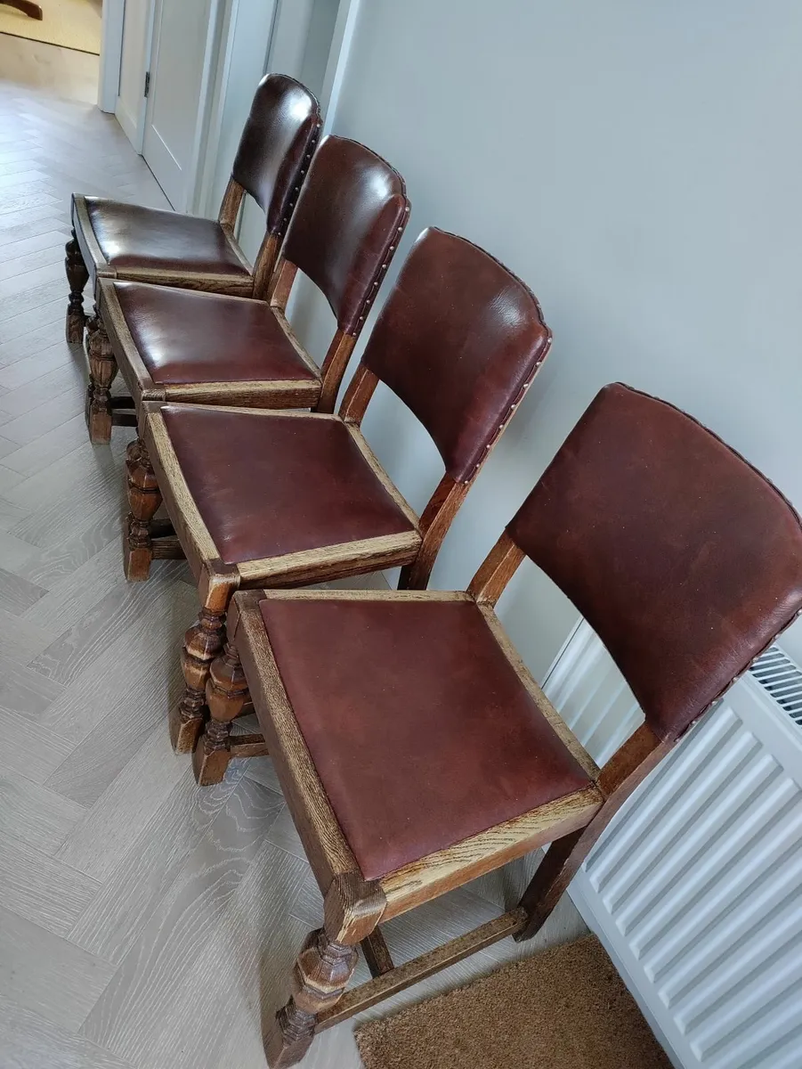 Antique 1920s oak dining chairs - Image 2