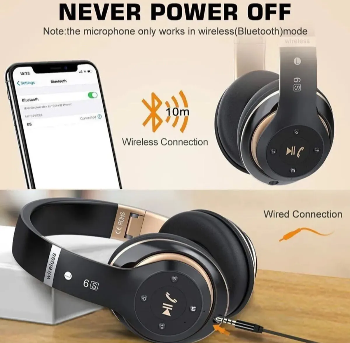 Foldable Bluetooth Wireless Headphones Headset NEW - Image 4