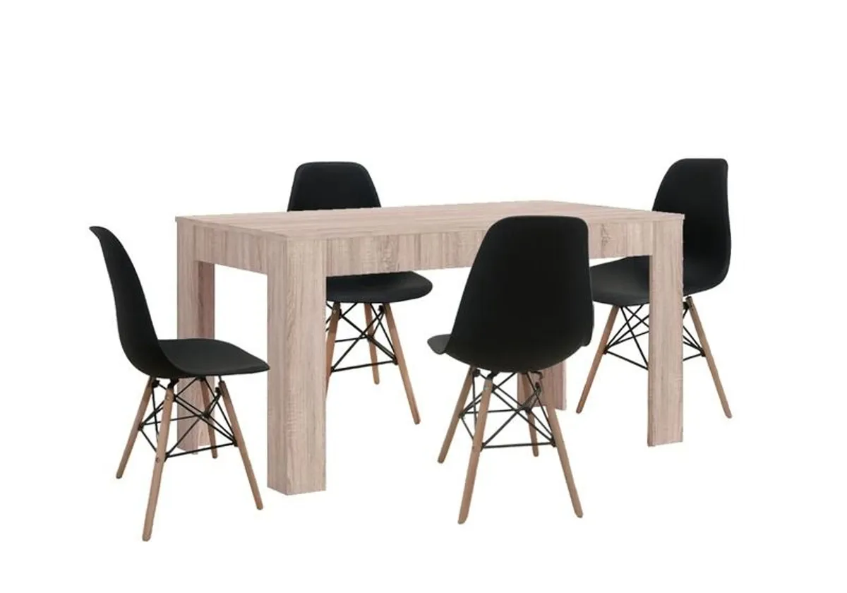 Nordic Oak Style Wooden Dining Table with 4 Chair - Image 4