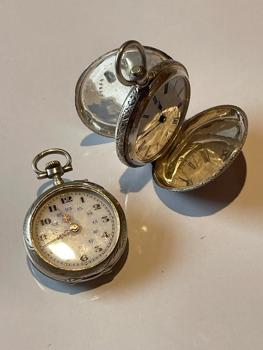 3 Antique Silver Pocket Watches - Image 4