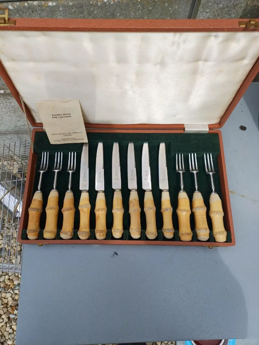 1920/50s Bamboo Cutlery Set - Image 4