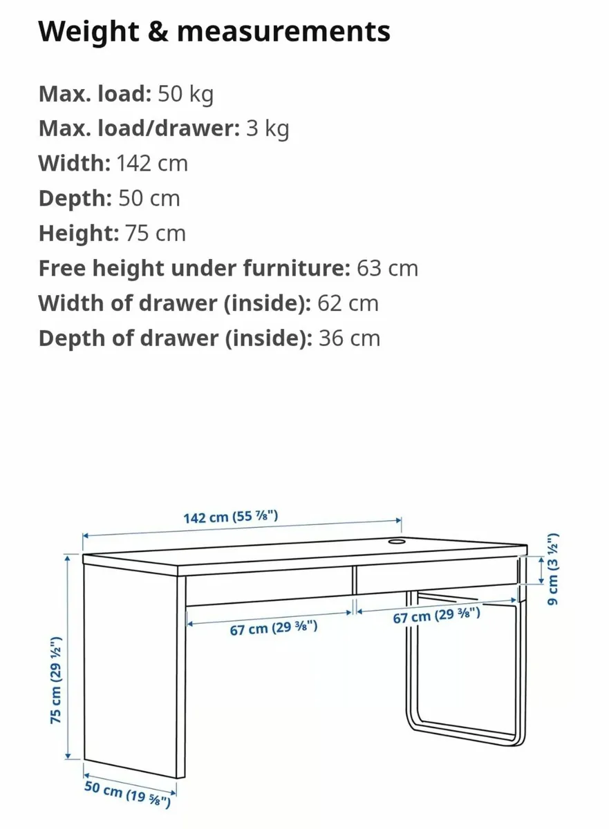 Desk 142x50 (Model Micke Ikea) - Image 2