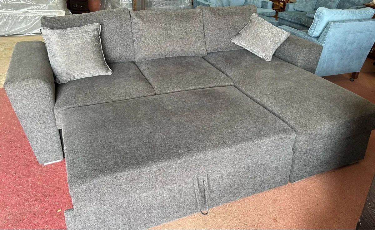 Grey L shaped sofa bed - Image 3