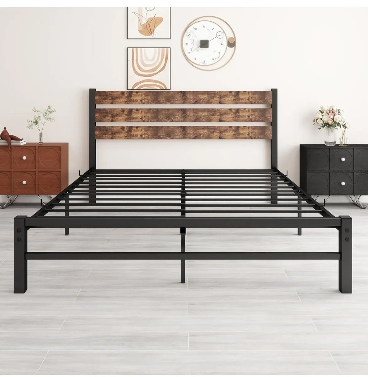King Size Bed Frame with Wood Headboard - Image 3