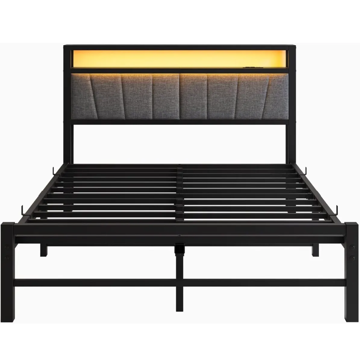 King Size Bed Frame with Storage and LED Lights - Image 3