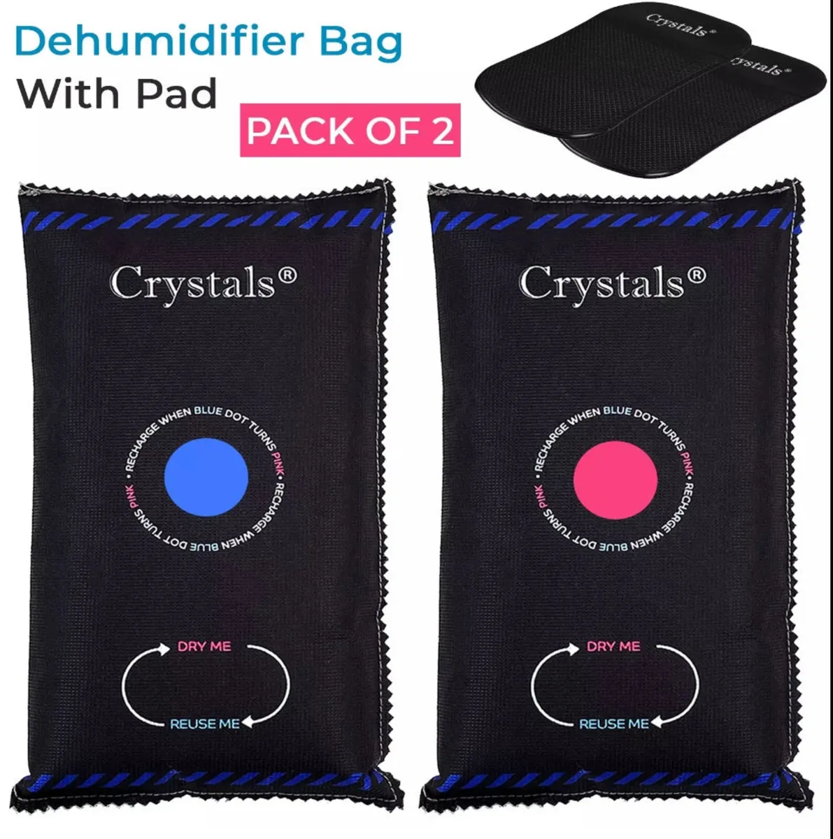 2 x Home / Car Dehumidifier Bags Reusable - Image 1