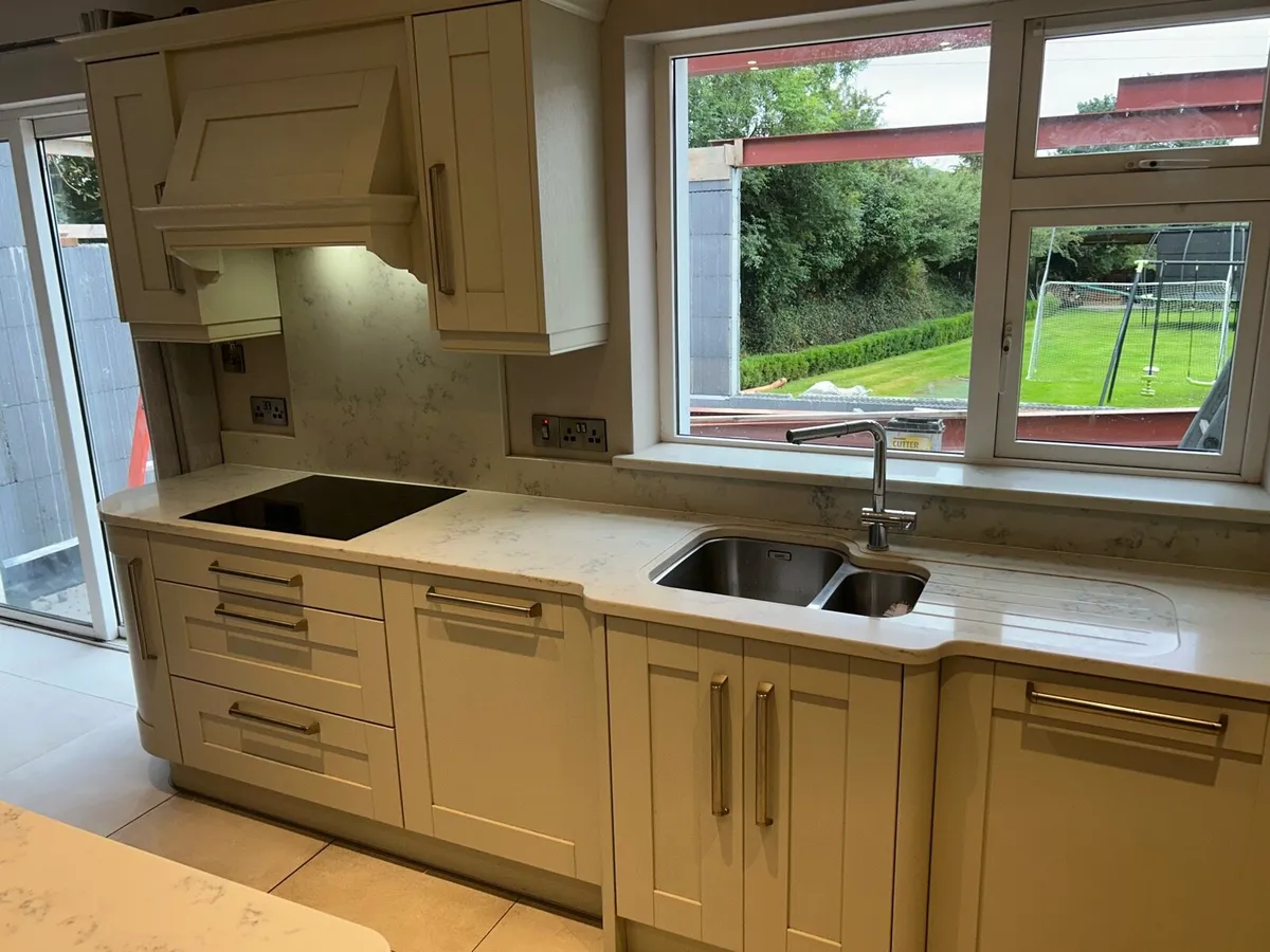 Solid ash wood grain painted kitchen & island - Image 1