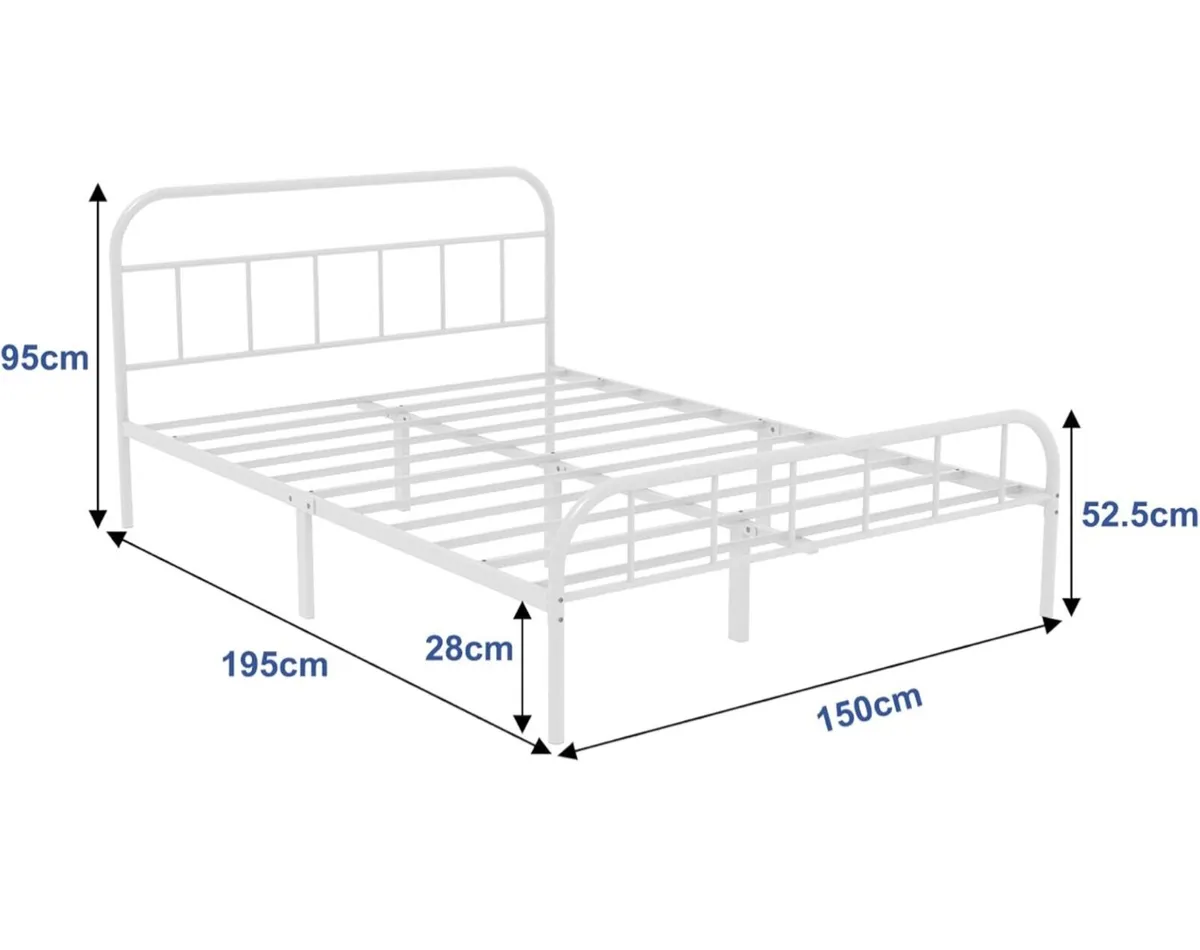 King Metal Bed Frame with Large Storage Space,Whit - Image 4