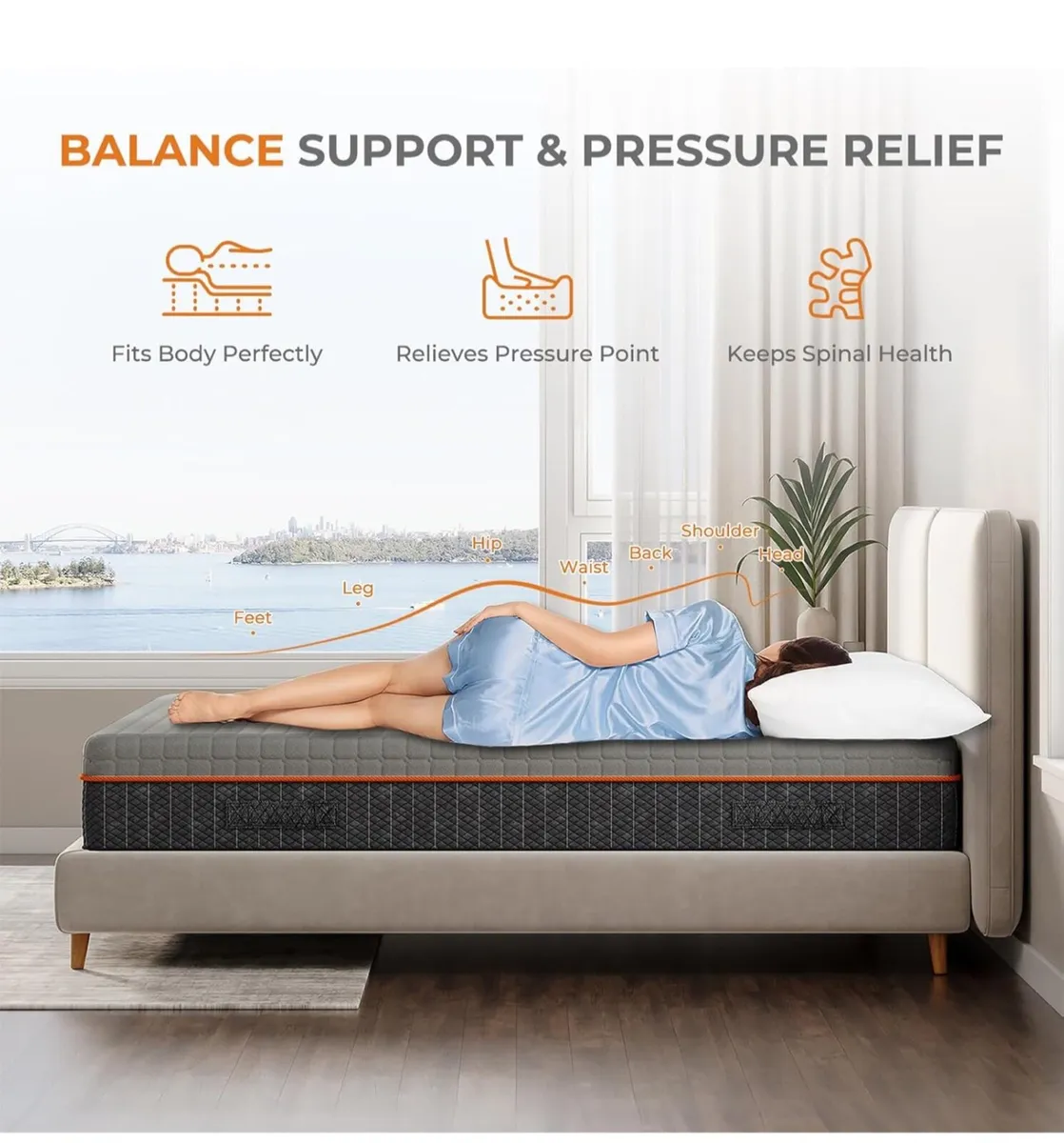 King Size Mattresses 5FT, 20CM Gel Memory Foam Mat - Image 2