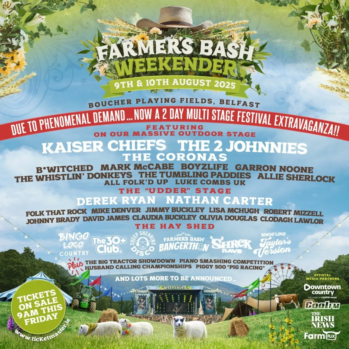 Farmers bash weekend tickets x 2