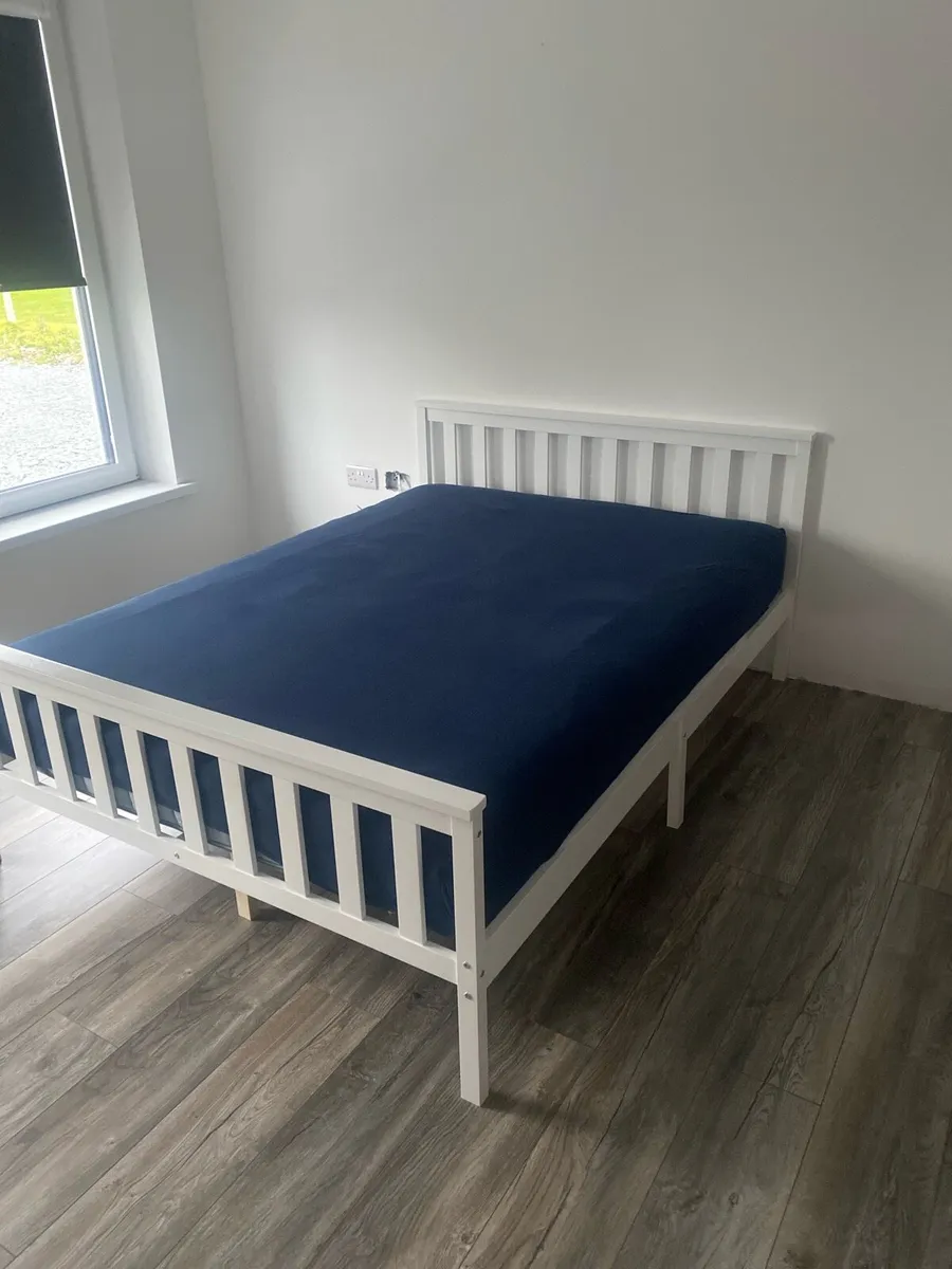 White wooden bed frame - Image 2