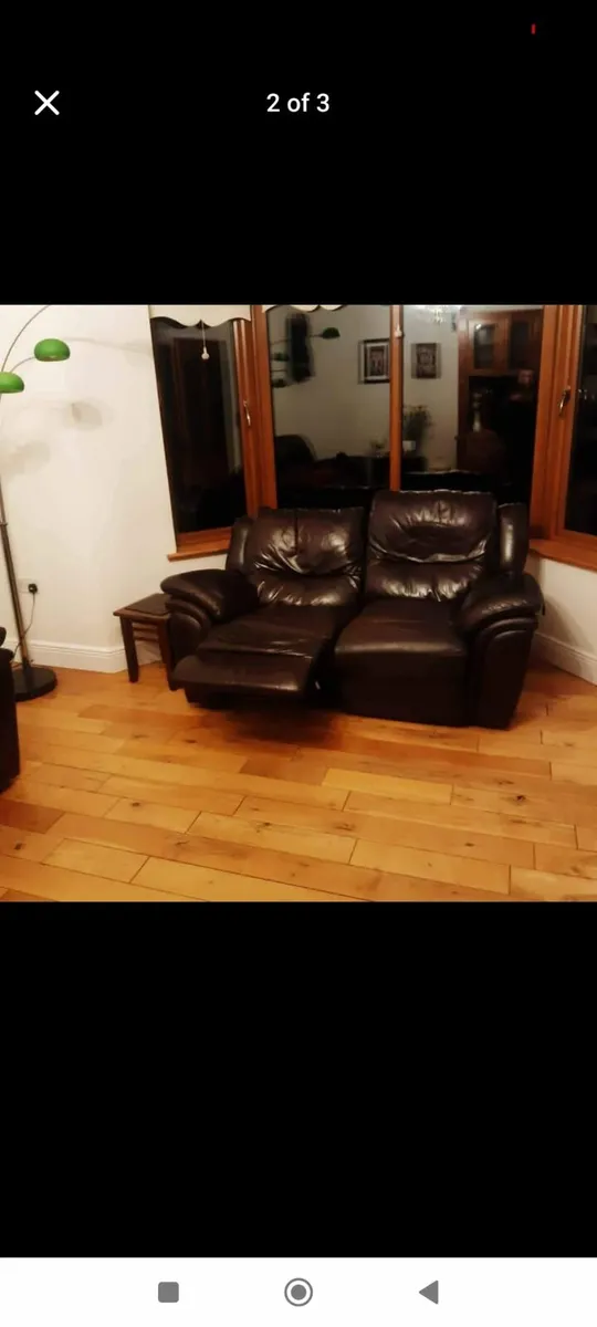 One 2 seater and one 3 seater brown leather - Image 1