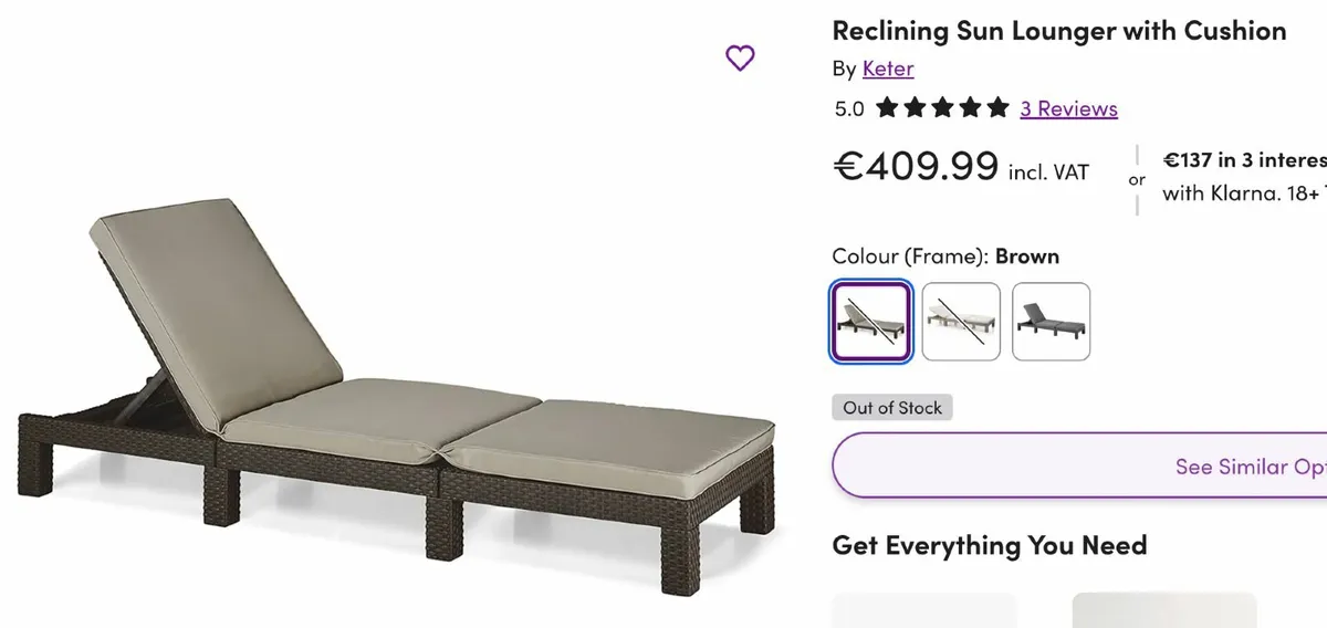 Sun Lounger (unopened, still in box) - Image 1