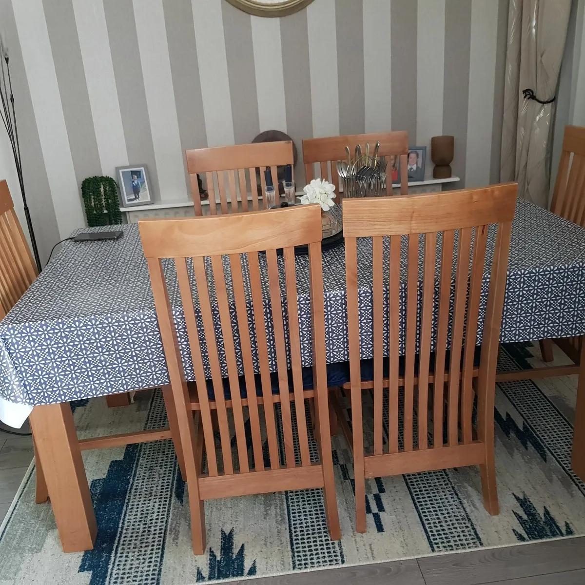 Dining table and six chairs