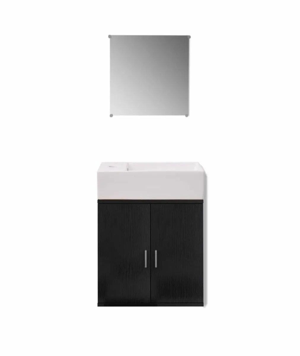 Two Piece Bathroom Furniture and Basin Set Black - Image 1