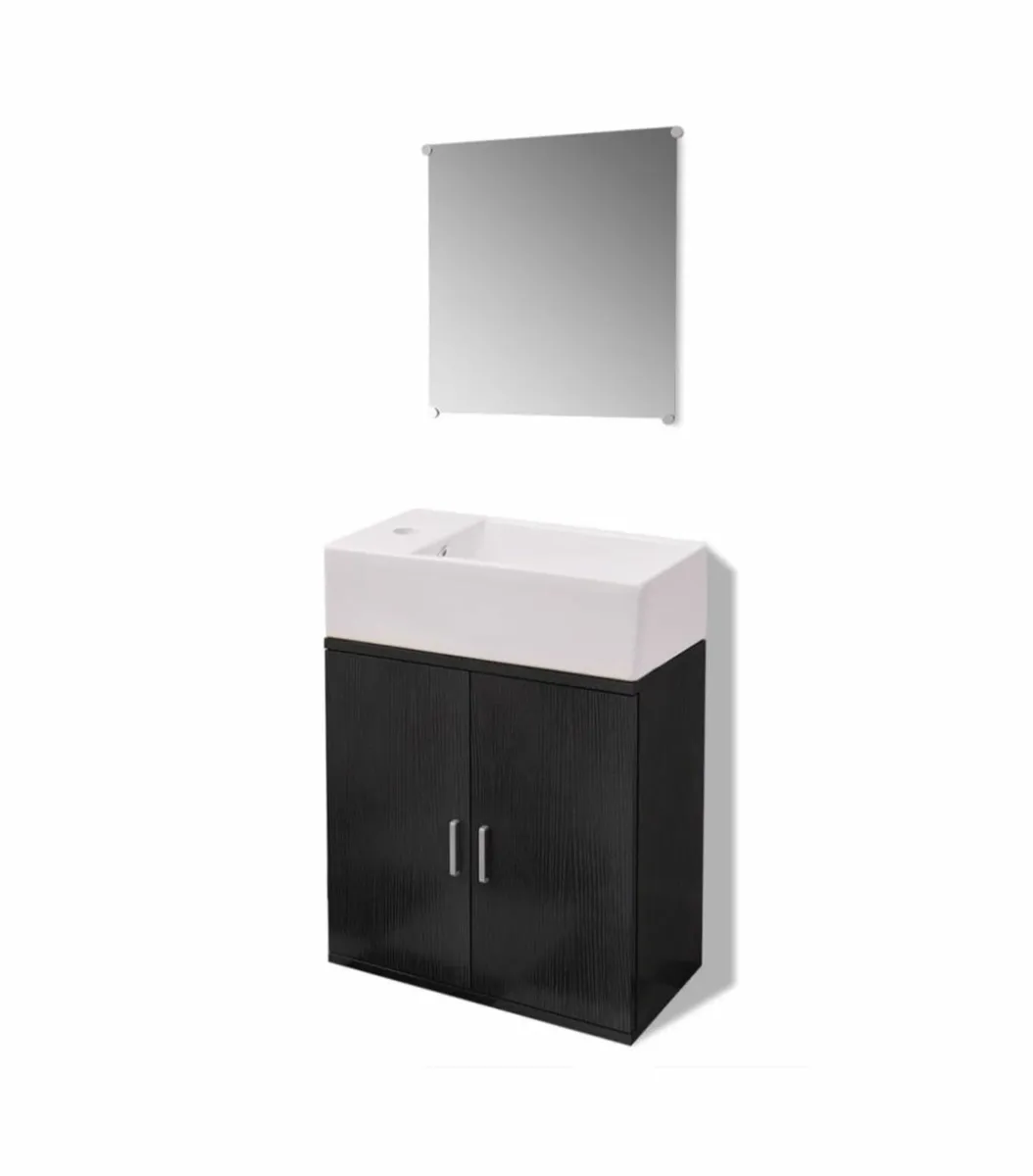 Two Piece Bathroom Furniture and Basin Set Black - Image 2