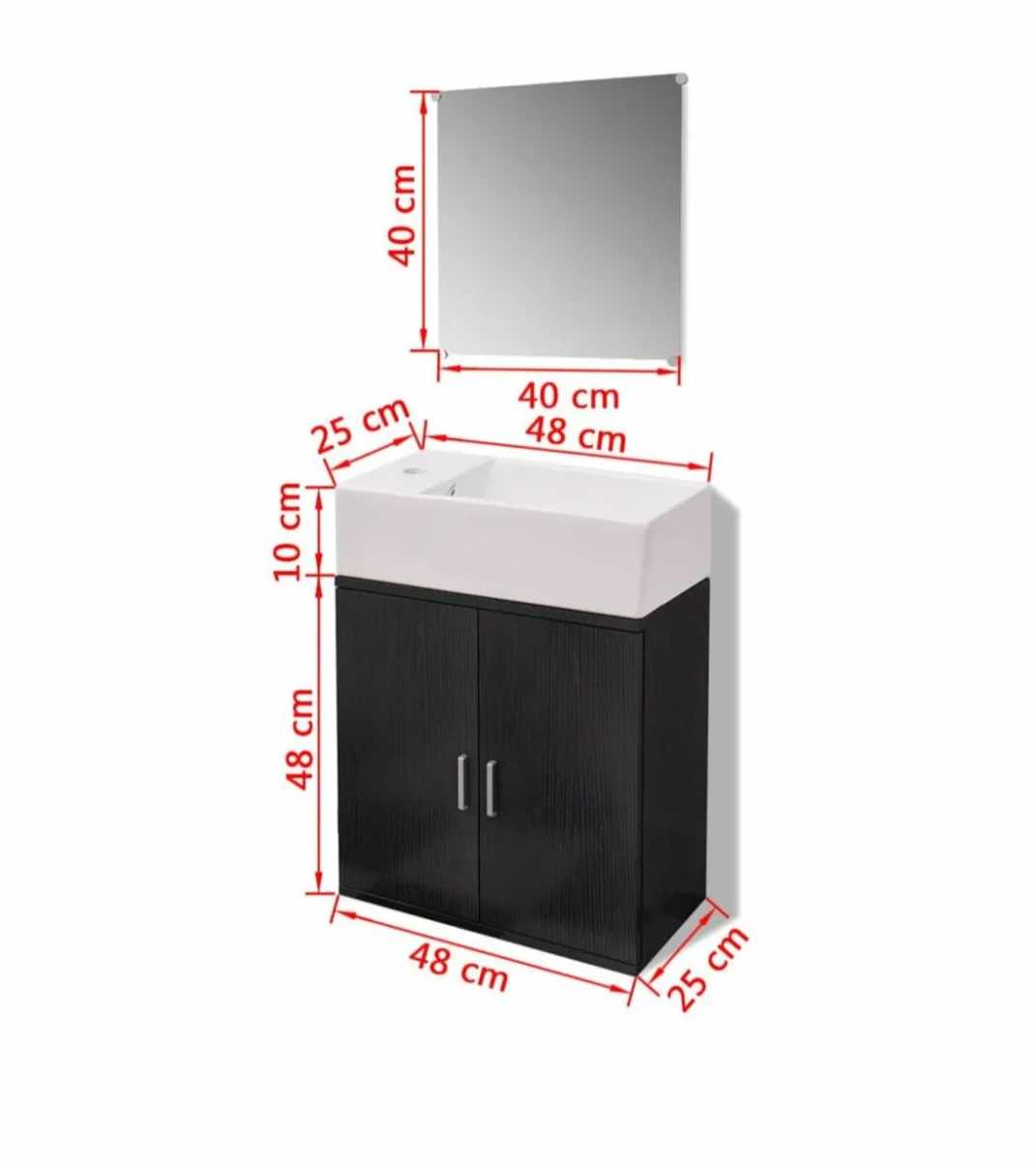 Two Piece Bathroom Furniture and Basin Set Black - Image 3