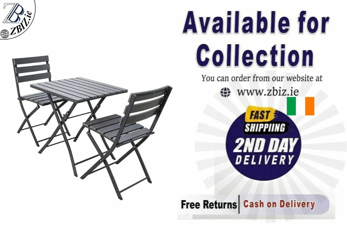 Table and Chair Set Solback Garden Bistro Folding - Image 1