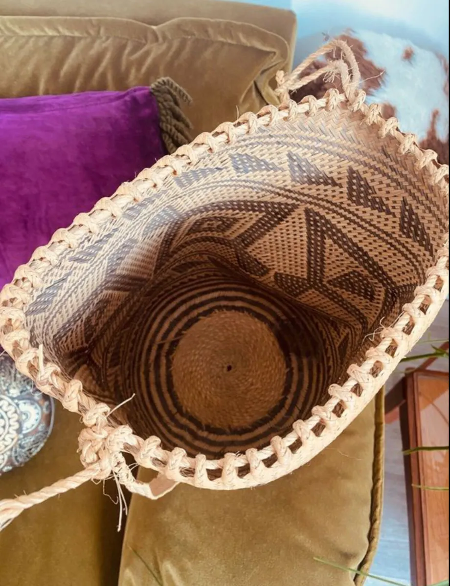 Vintage Asian Rattan Backpack Basket - Image 2